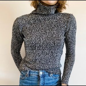 Vintage The Limited Black & White Knit Turtleneck